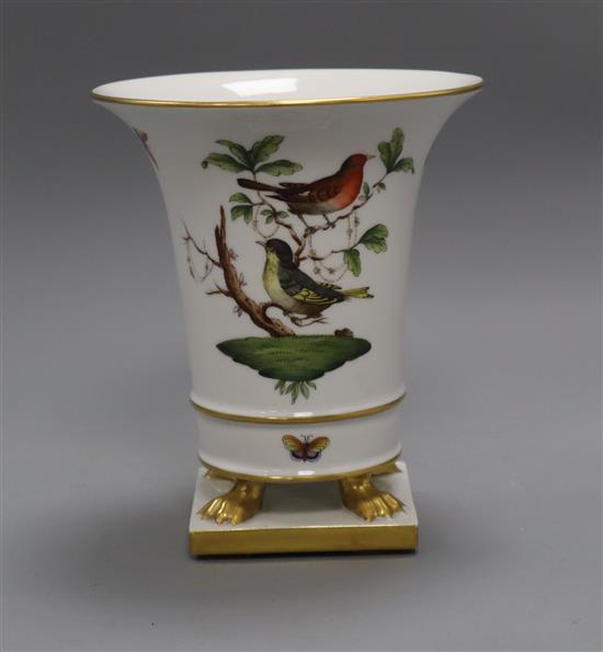 A Herend gilt and bird decorated vase on square base height 18cm